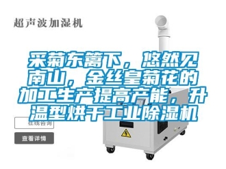企業(yè)新聞采菊東籬下，悠然見南山，金絲皇菊花的加工生產(chǎn)提高產(chǎn)能，升溫型烘干工業(yè)除濕機(jī)