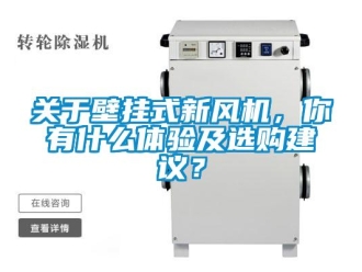 企業新聞關于壁掛式新風機，你有什么體驗及選購建議？
